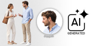 AI-generated cutout people PNG for architectural visualization renderings archviz