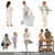 cutout people PNG gymnastic pilates bathrobe woman couple
