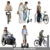 cutout people PNG of man woman riding bike walking standing cargo bike segway e-bike station e-scooter
