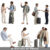 cutout people PNG of waiting at airport standing good-bye kissing waving talking man woman walking